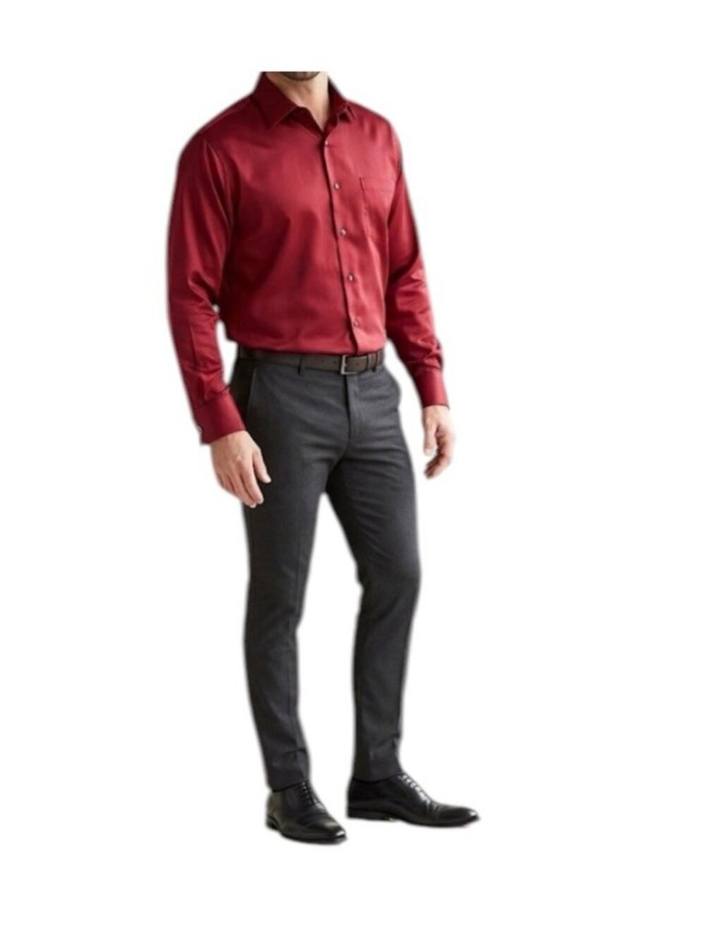 Kenneth Cole Red Button Up Business Career Non Iron Dress Shirt Size 16 1/2